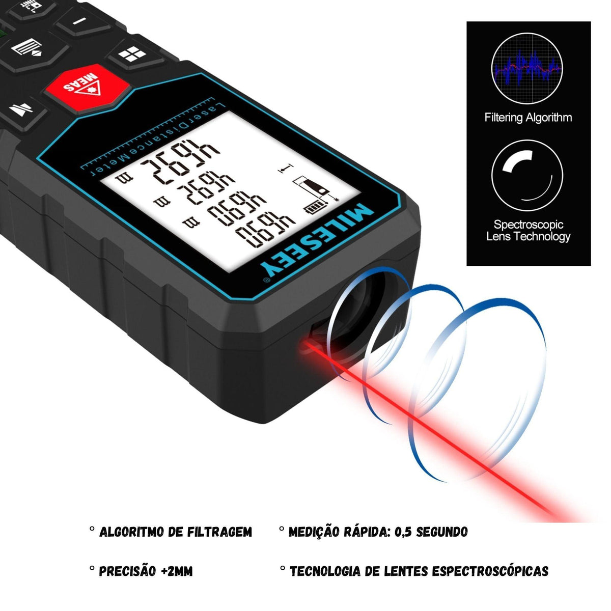 Trena a Laser Digital de 40 metros Mileseey - Alta Precisão Profissional - Hawk Ofertas