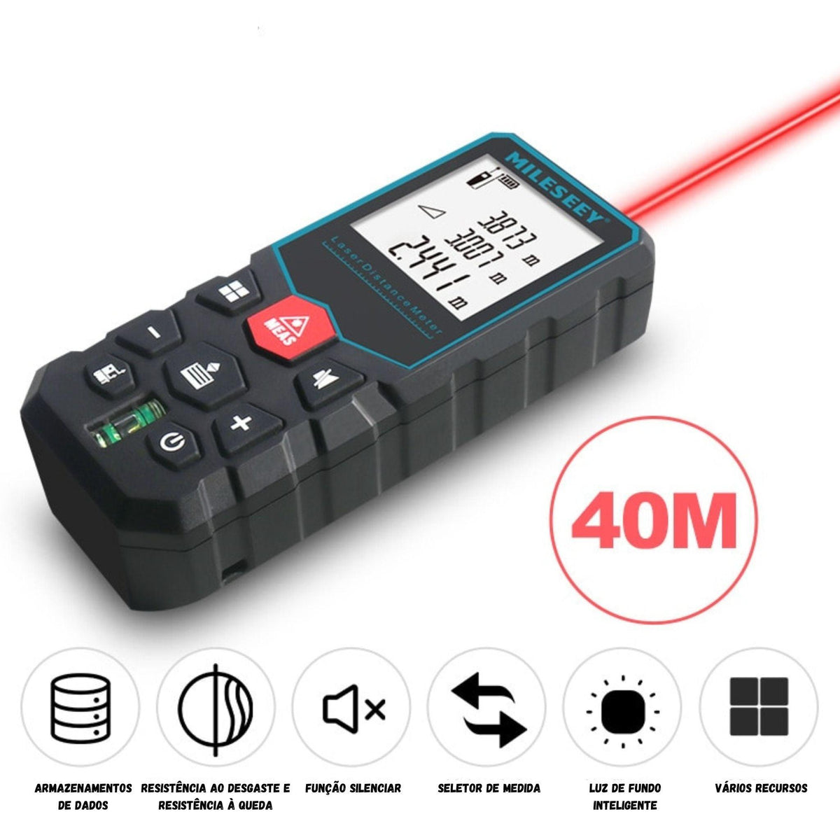 Trena a Laser Digital de 40 metros Mileseey - Alta Precisão Profissional - Hawk Ofertas