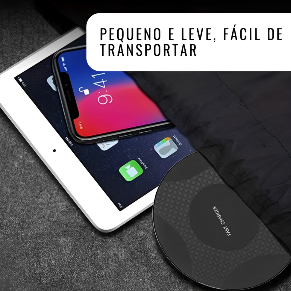 Carregador por Indução - Sem fio para iPhone, Samsung e Xiaomi