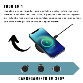 Carregador por Indução - Sem fio para iPhone, Samsung e Xiaomi